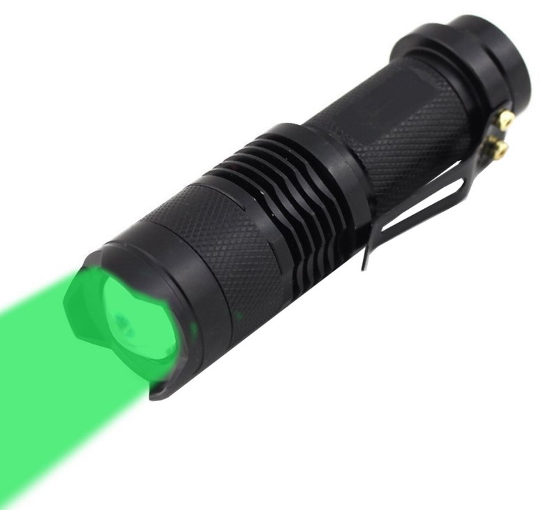 LED Flashlight, zoomable, green beam