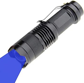 LED Flashlight, zoomable, blue beam