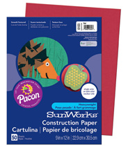 Construction paper, Red, 12x8", pack