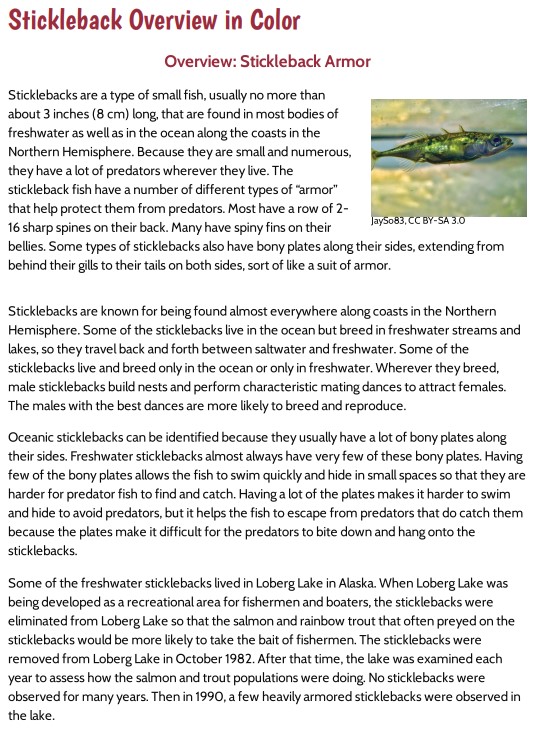 Lesson 7, Stickleback Overview