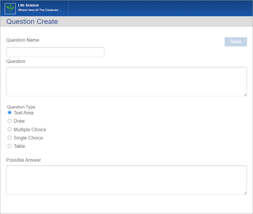create question form