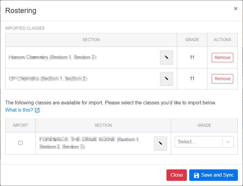 rostering popup window