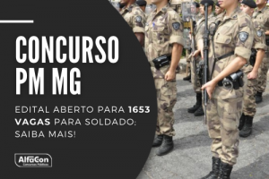 Concurso PM MG oferece 1653 vagas para soldado com iniciais de R$ 3,9 mil; seleção exige ensino superior
