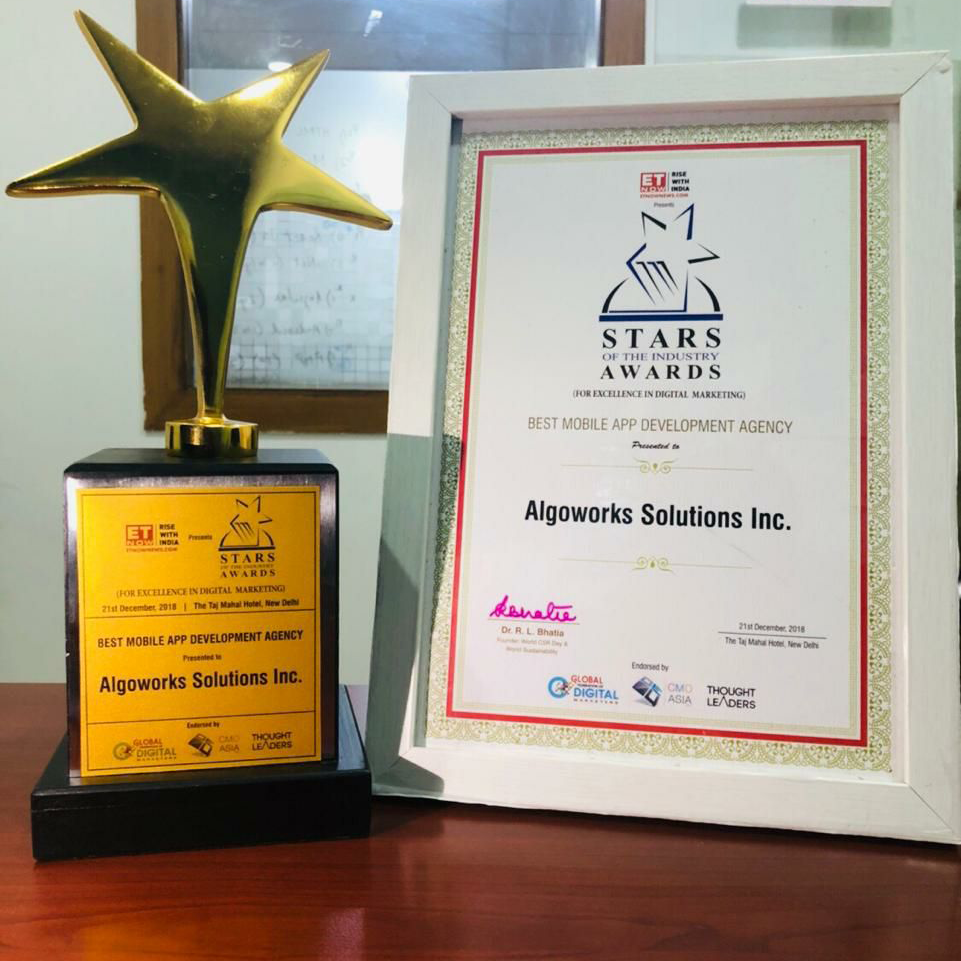 Algoworks Founders win the ET Now StarsIndustry Awards 2018!