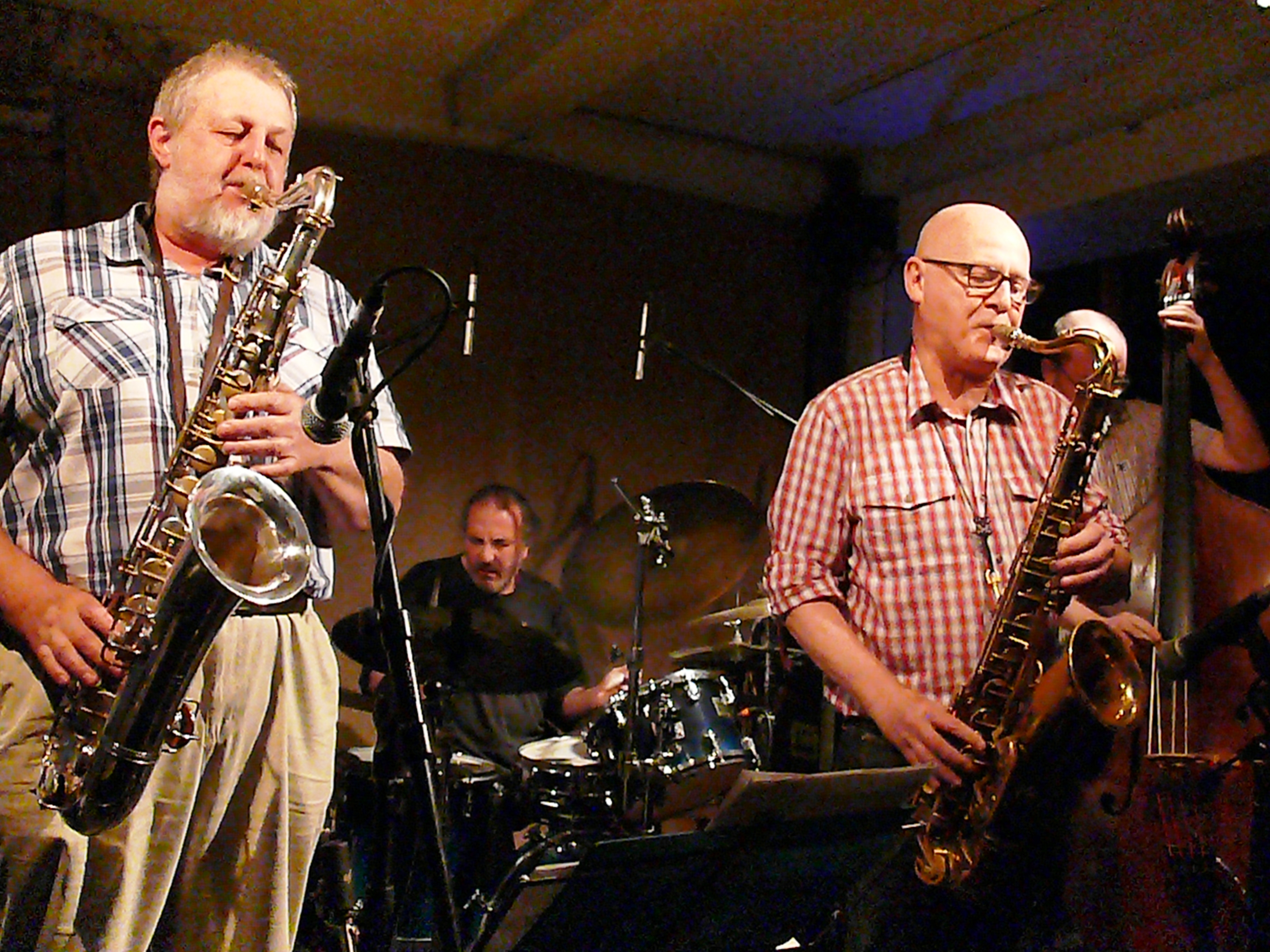 Paul Dunmall, Tony Bianco, Howard Cottle and Olie Brice at Cafe Oto, London in July 2017