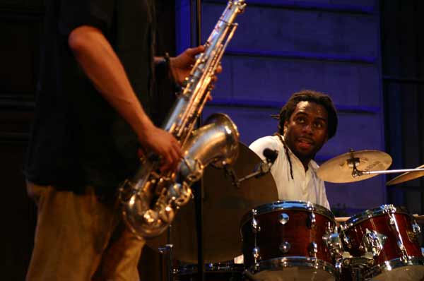 Chris Potter and Nate Smith with "Chris Potter Underground Group" at the Cour de L'Hotel de Ville de , Jazz Estival, Geneva, Swi