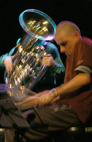 Bertrand Blessing and Ian Gordon-Lennox with "Bertrand Blessing & Pitched Battle" at the Amr Jazz Festival, Alhambra, Geneva, SW
