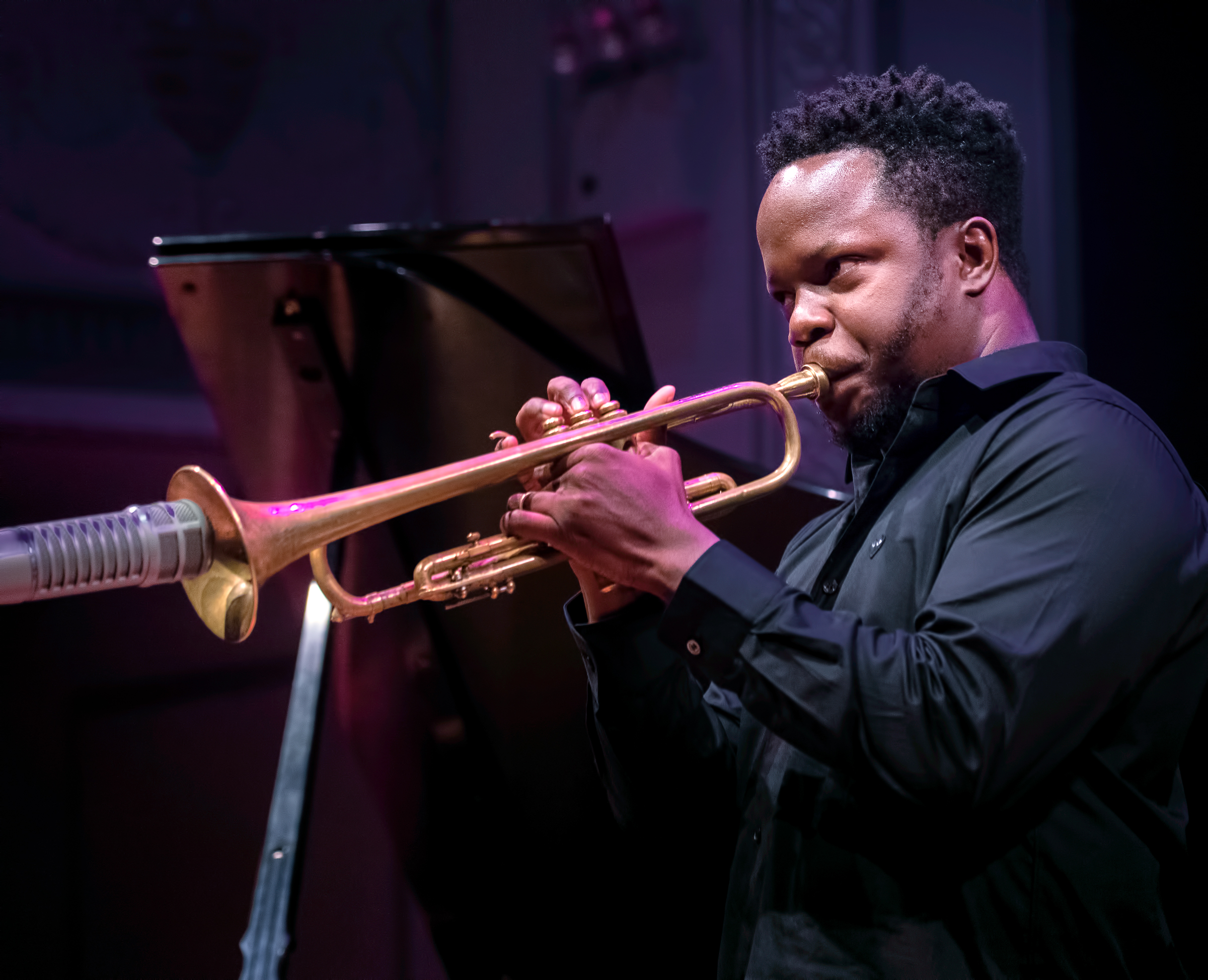 Ambrose Akinmusire with Tyshawn Sorey and Kris Davis At the Vision Festival 2018