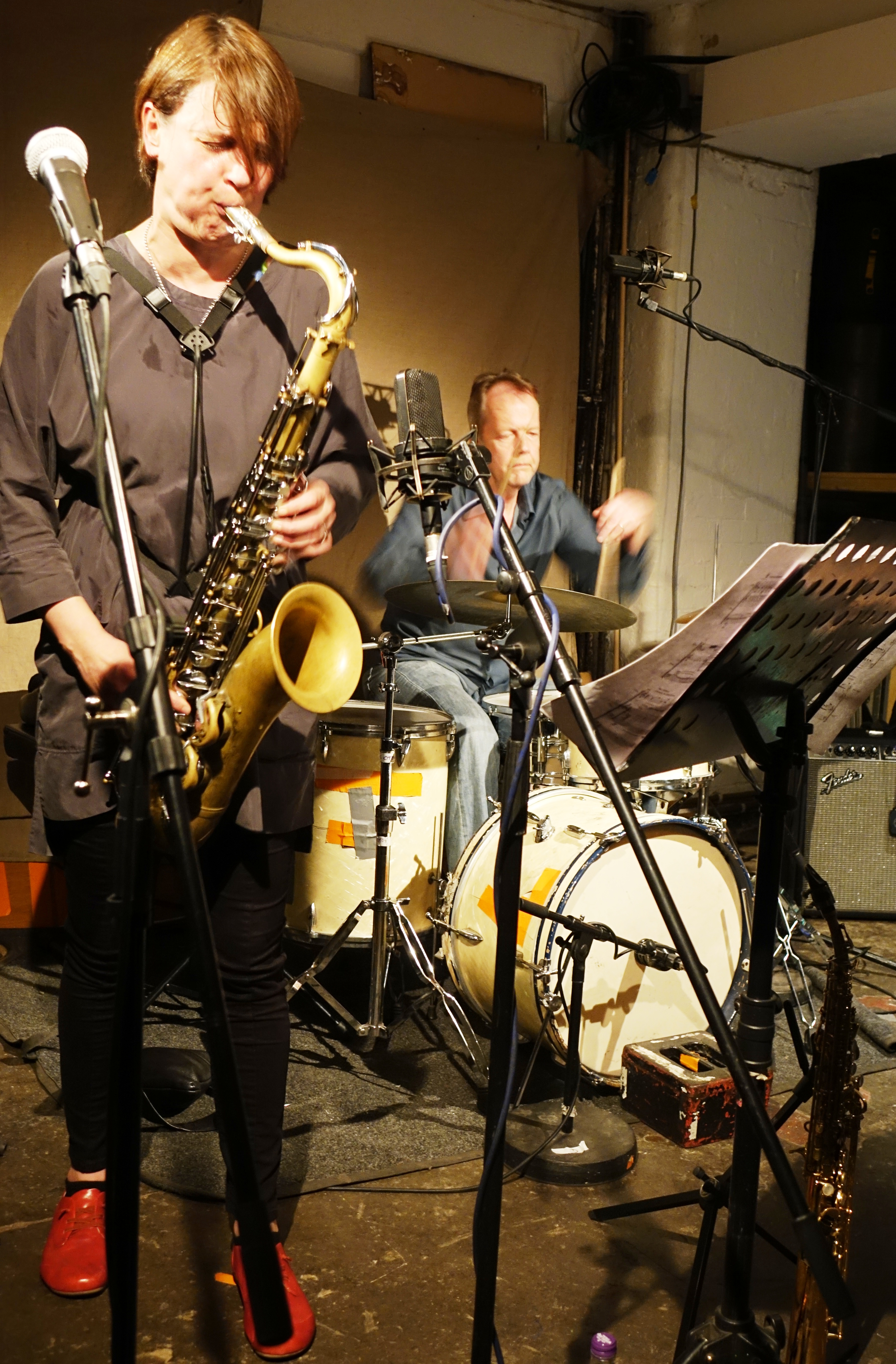 Ingrid Laubrock and Tom Rainey at Cafe Oto, London in May 2018