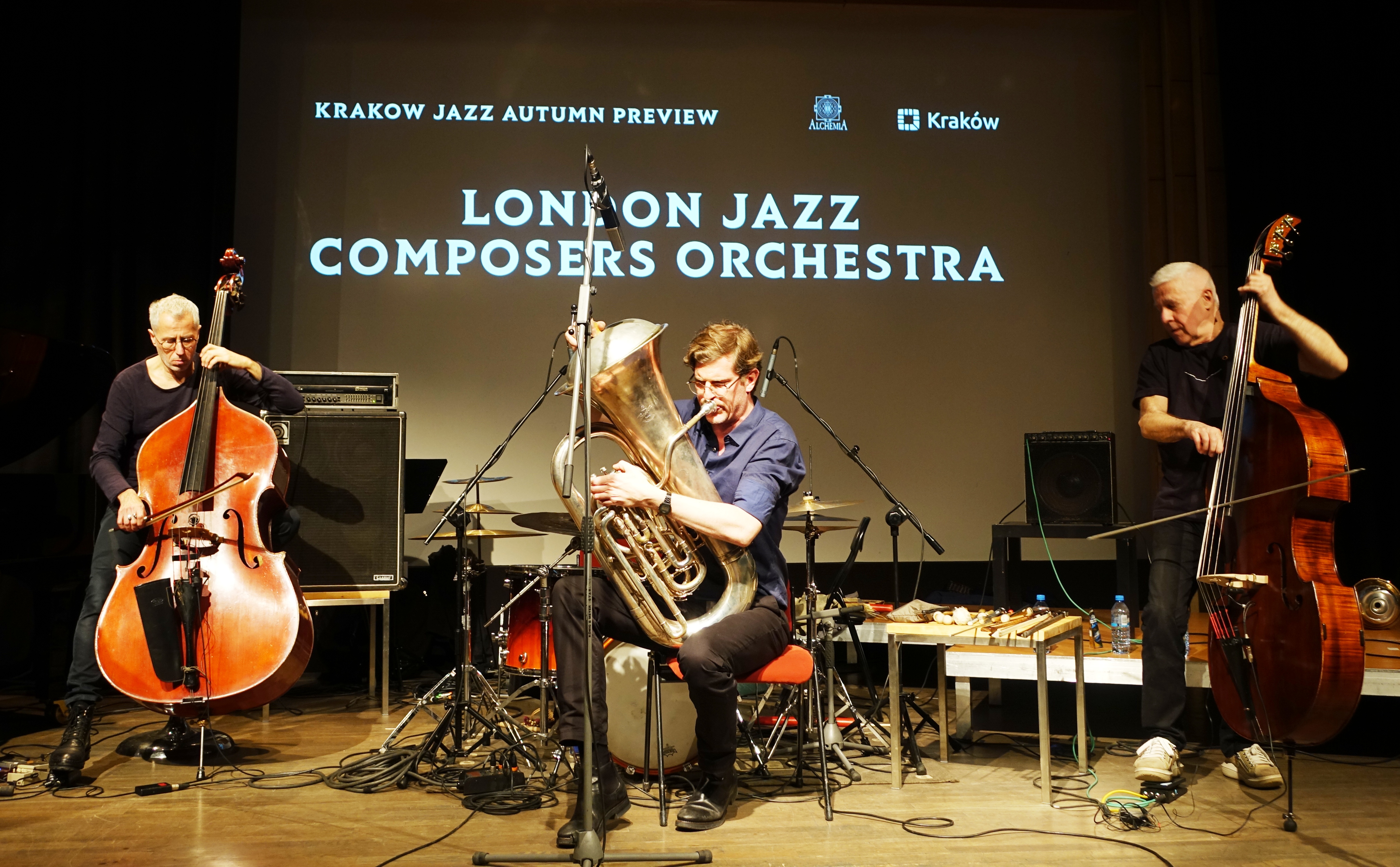 Bruno Chevillon, Marc Unternährer And Barry Guy At The Ljco 50 Year Anniversary In Krakow In March 2020