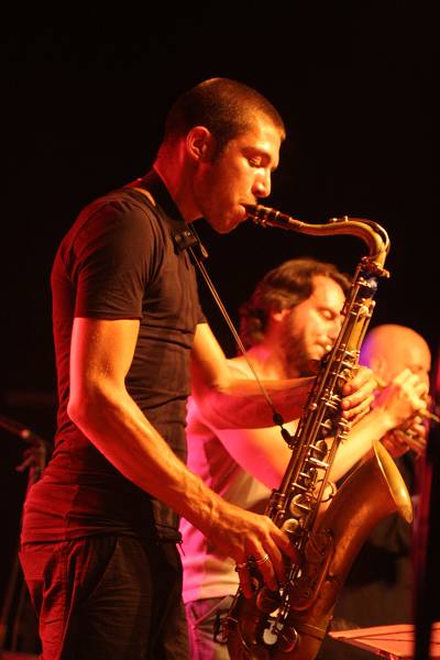 Guillaume Perret and Yannick Barman with the "Francois Lindemann Sextet" at the Festival Des Cropettes de L'Amr, Geneva, Switzer