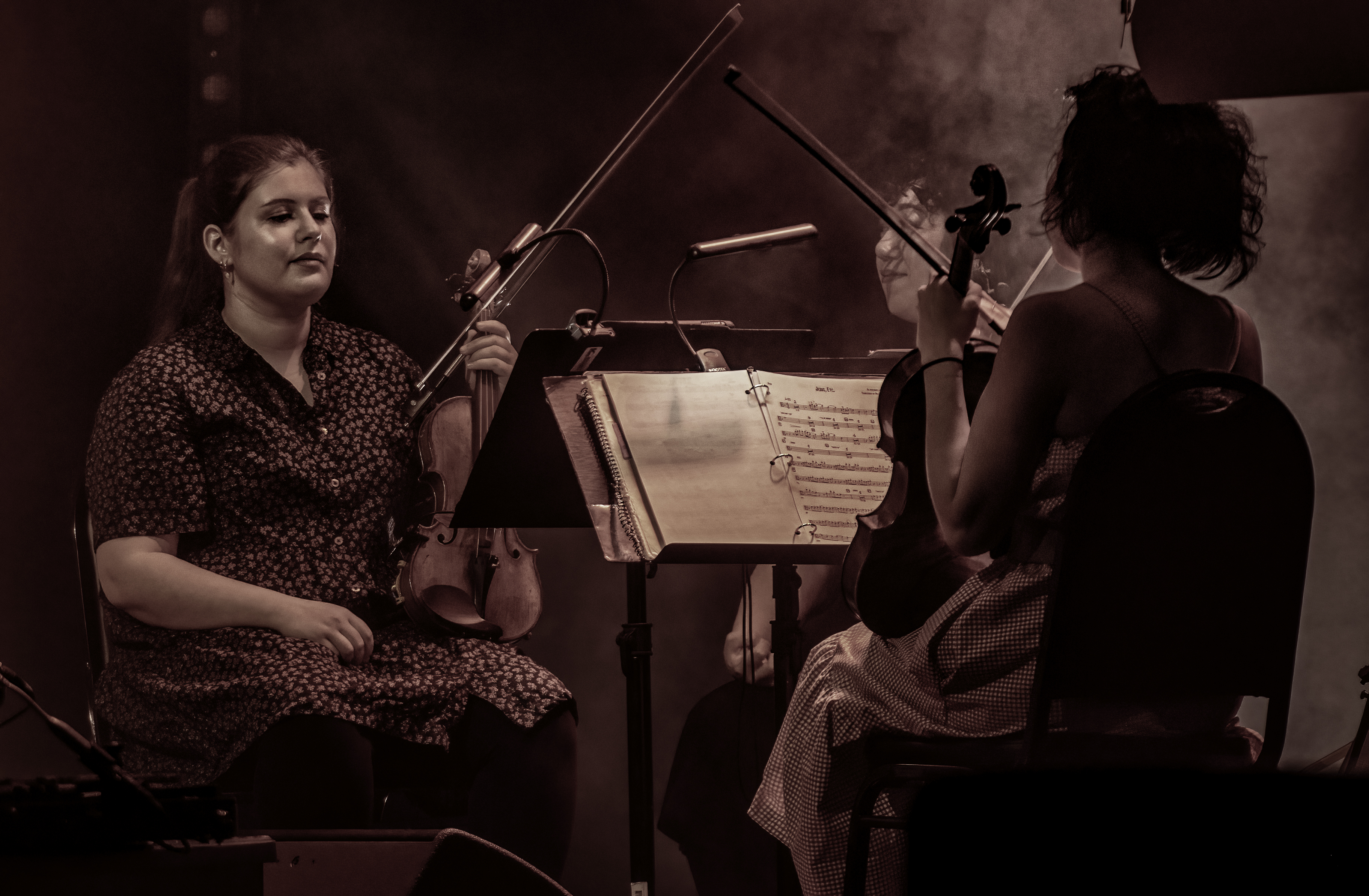 Emma Frucht, Miho Saeguso and Ayane Kozasa with the Aizuri Quartet with Wilco at the United Palace Theatre in NYC