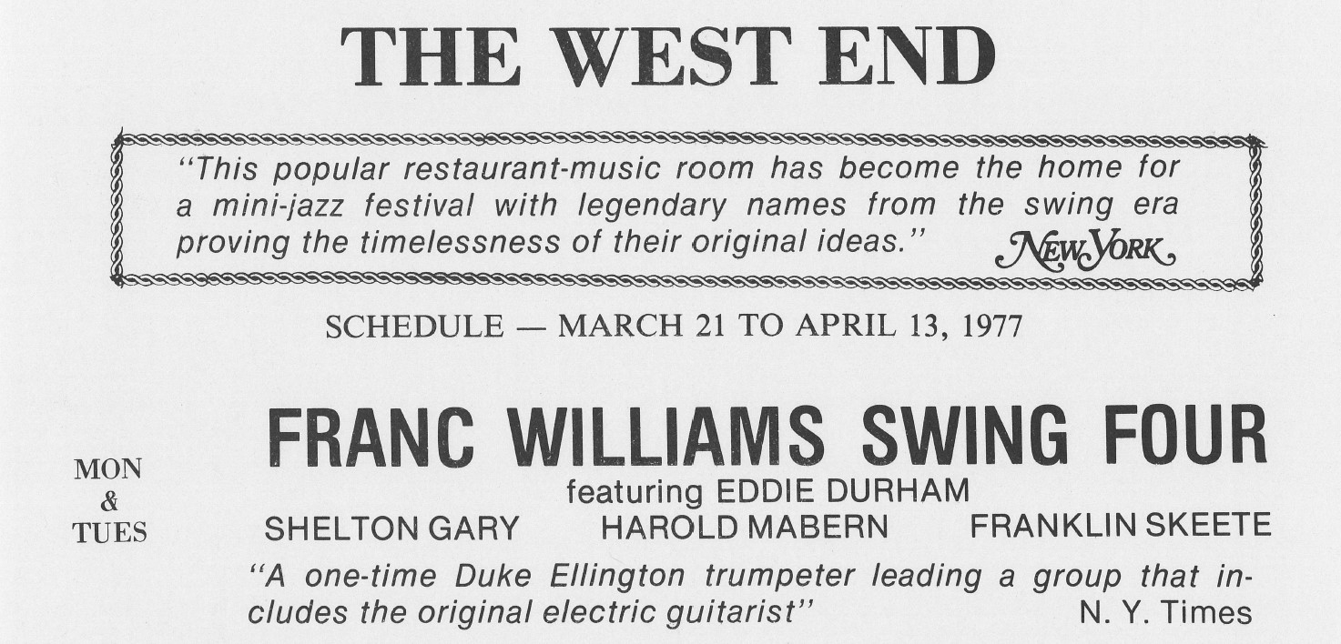 1975 West End Calendar — jazz photo by Daniel Gould | All About Jazz