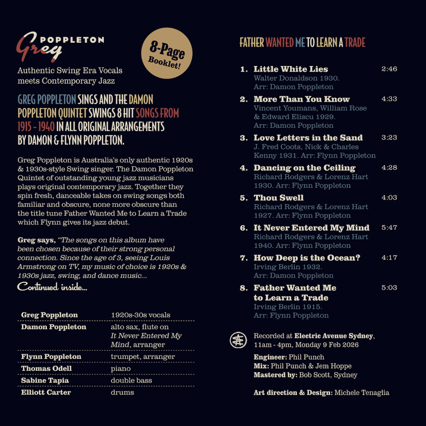 Greg Poppleton - Father Wanted Me to Learn a Trade - Back Cover — jazz photo by Greg Poppleton | All About Jazz