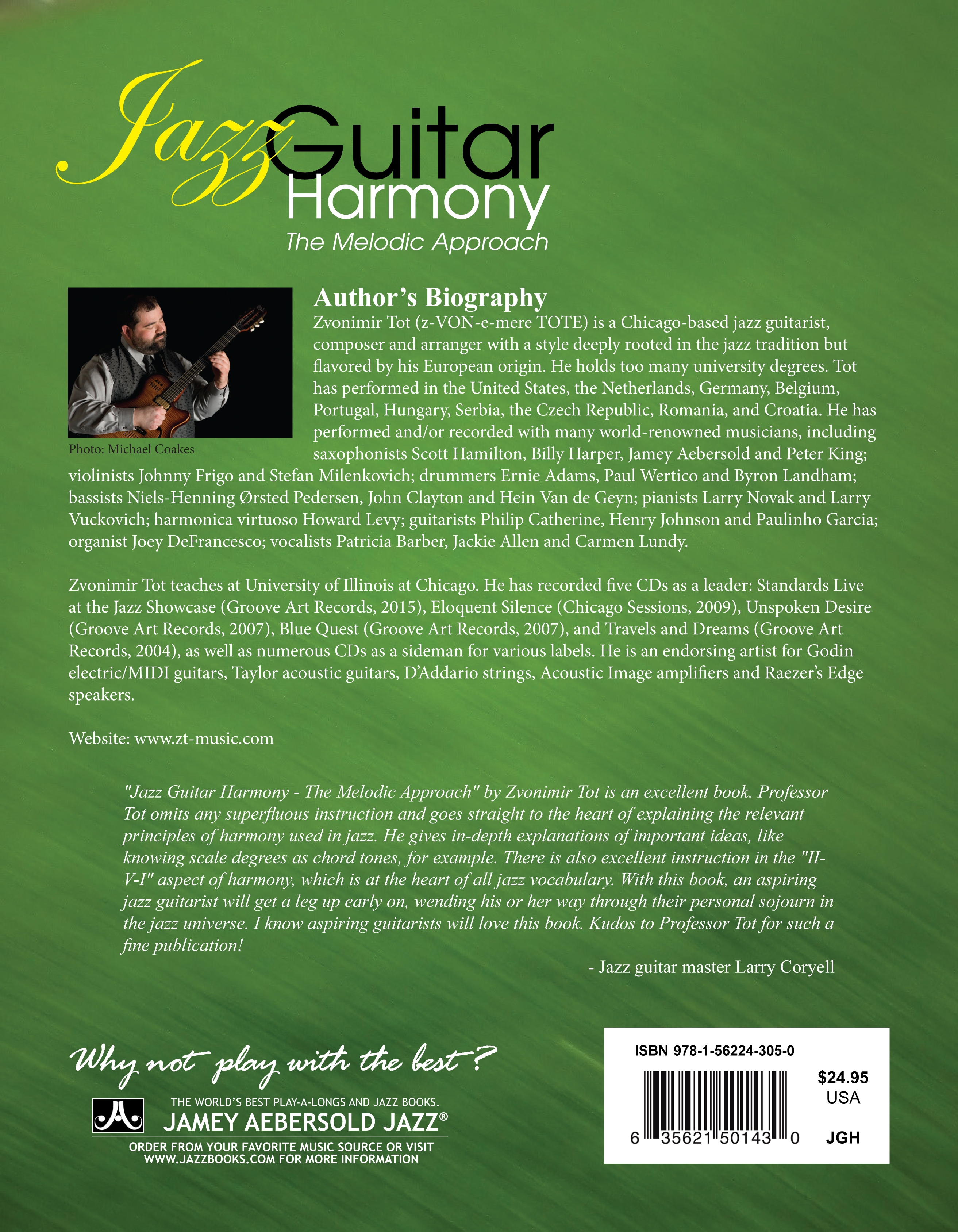 Jazz Guitar Harmony book by Zvonimir Tot back cover