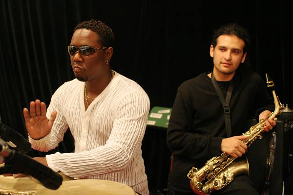 Sergio Guilarte and Diego Sossa with "Batambo" 'S Soundcheck at the Kilimandjaro Festival, Thonon-Les-Bains, France, 2005
