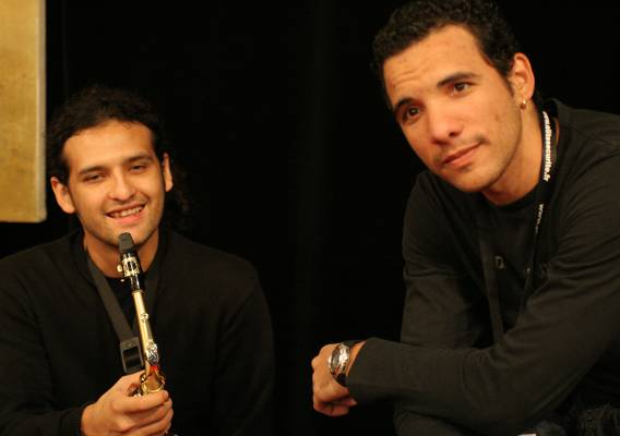 Diego Sossa and Roberto Pulido with "Batambo" 'S Soundcheck at the Kilimandjaro Festival, Thonon-Les-Bains, France, 2005
