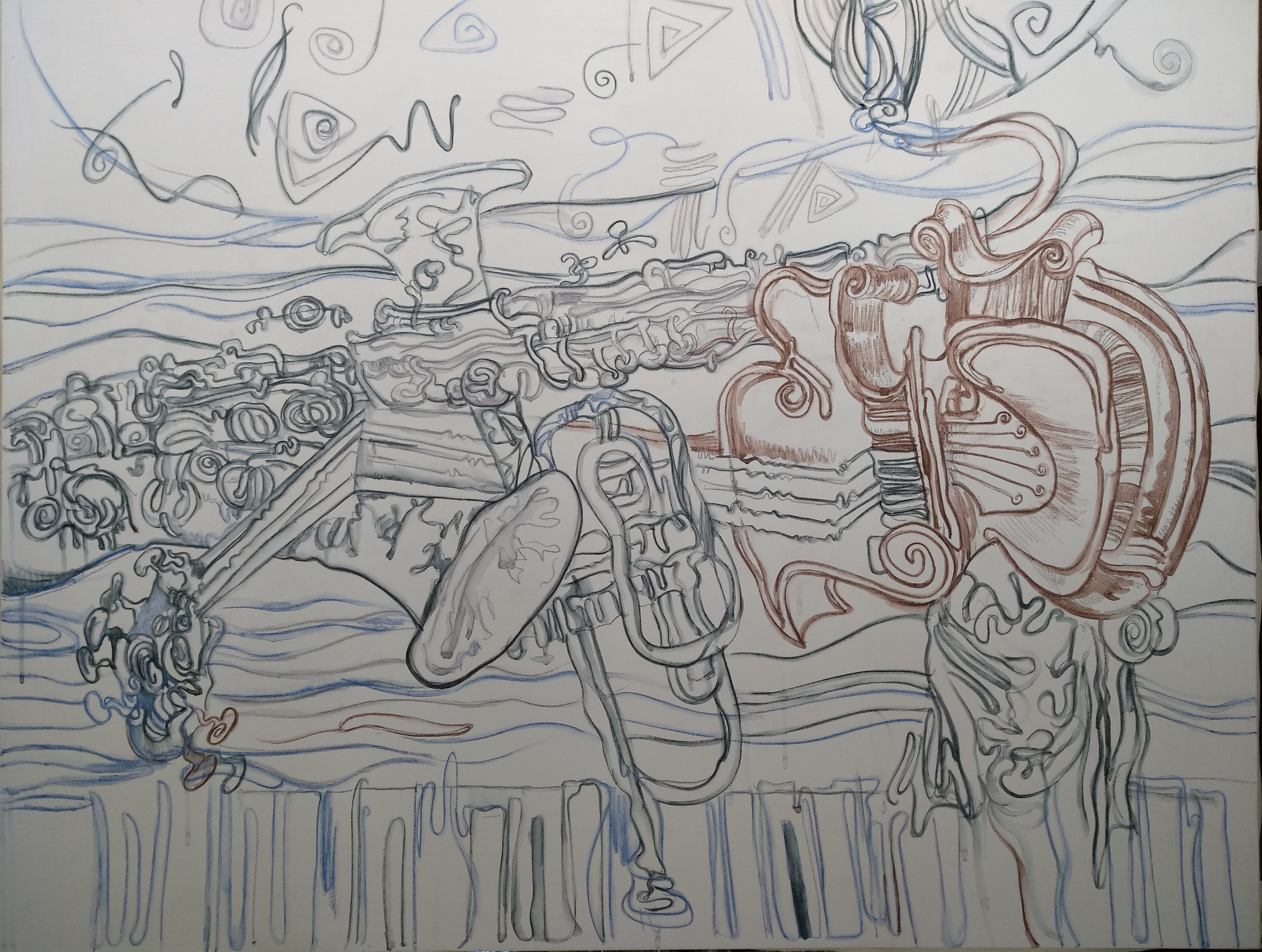 preparatory drawing for a EMBRACE OF OLD JAZZ