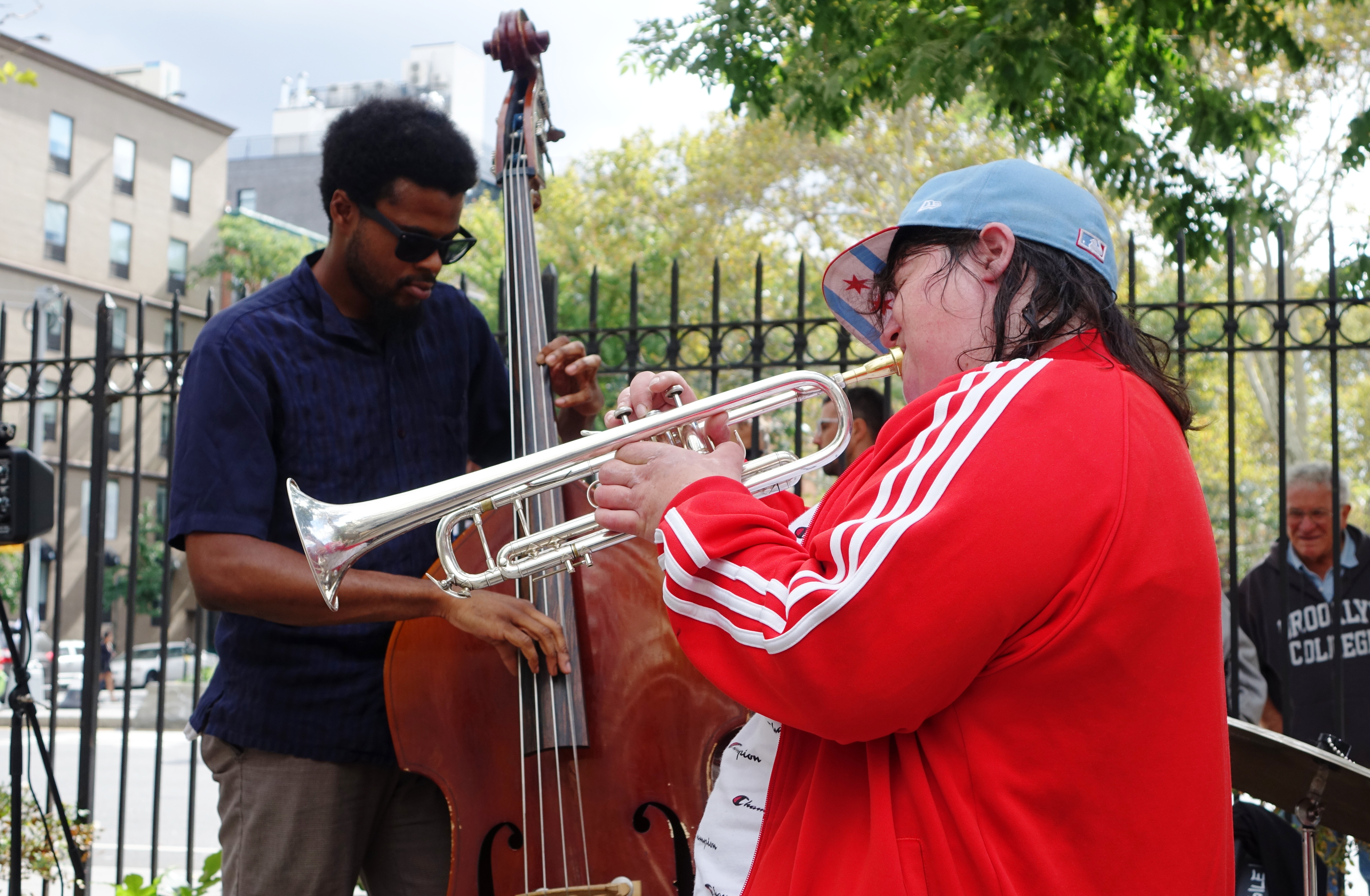 Luke Stewart and Jaimie Branch at First Street Green, NYC in September 2017