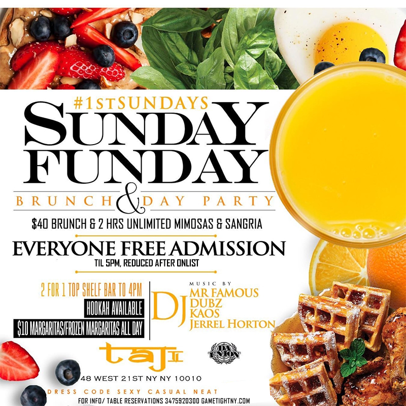 Taj Lounge Nyc Hip Hop Vs. Reggae™ Sunday Funday Brunch Party
