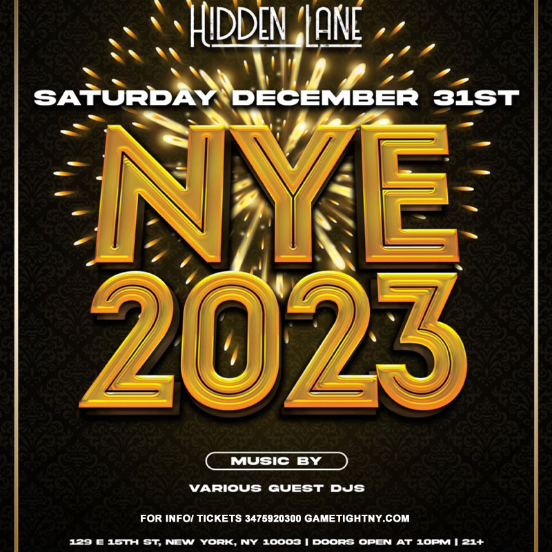 Hidden Lane Nyc New Year's Eve Party 2023 at Hidden Lane Bar, December 31