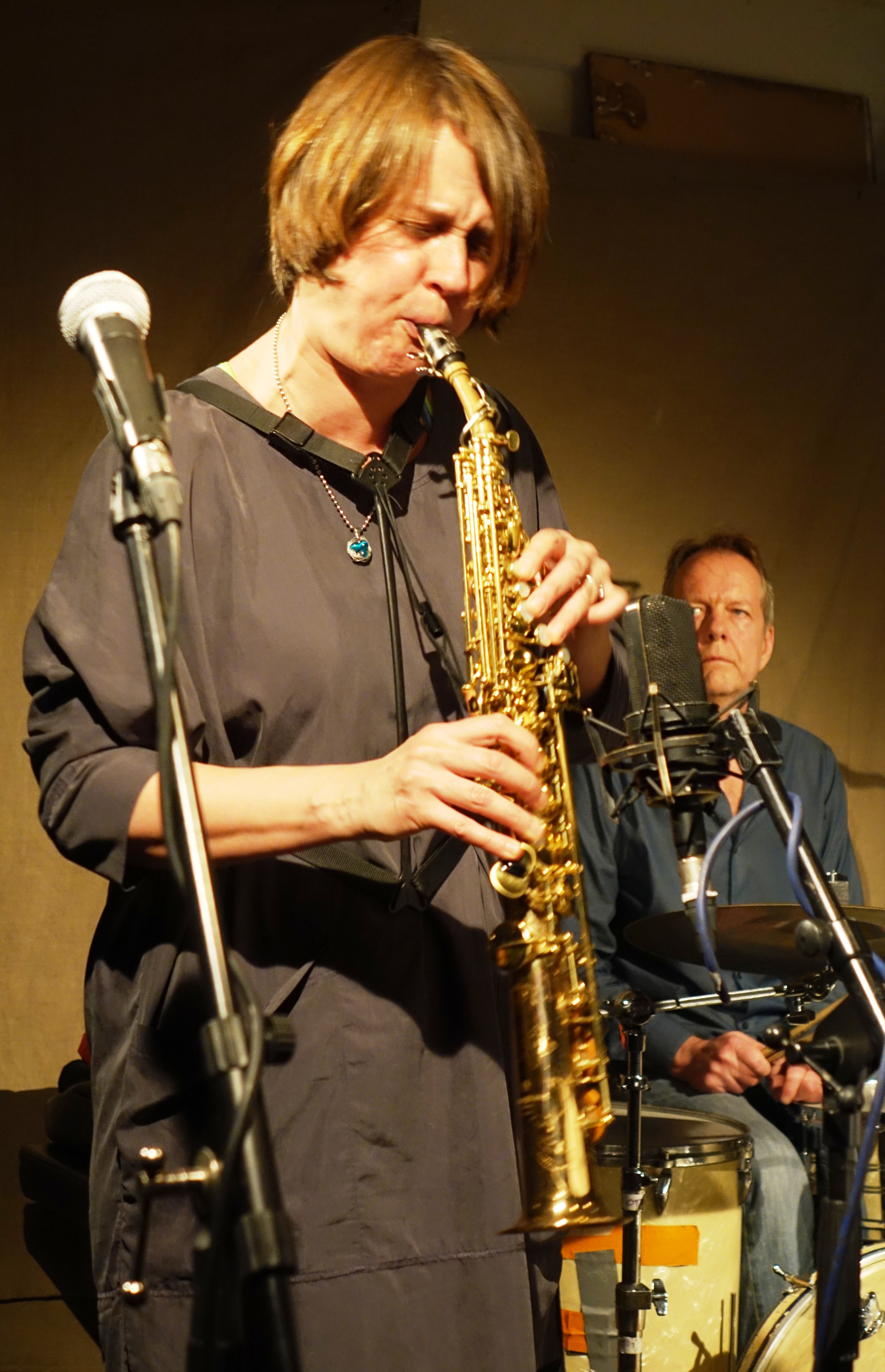 Ingrid Laubrock and Tom Rainey at Cafe Oto, London in May 2018