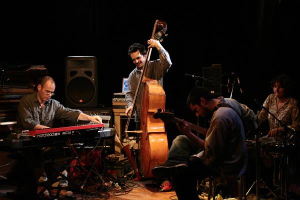 Michel Wintsch, Banz Oester, Cyril Moulas and Beatrice Graf with "Quartier Lointain Feat. Banz Oester" at L'Ecurie, Geneva, Swi