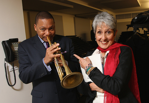 Wynton Marsalis with Joan Baez at the American Poetry Society's Annual Reading Event