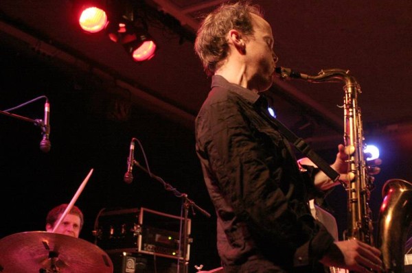 Jim Black and Chris Speed with the "Jim Black - Alasnoaxis" at the Sud Des Alpes, Amr, Geneva, Switzerland, April 2006