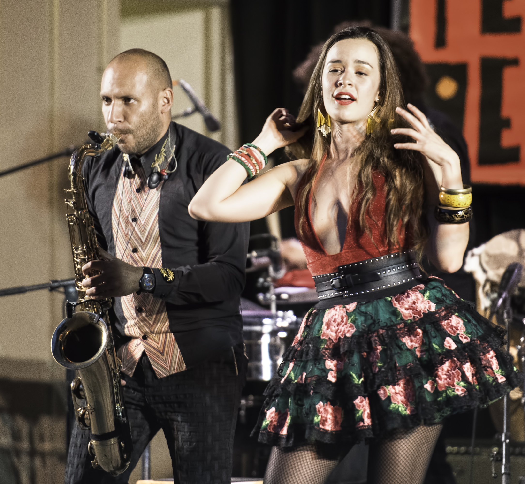 Jairo Alfonso and Catalina Garcia with Monsieur Perrine at the Monterey Jazz Festival