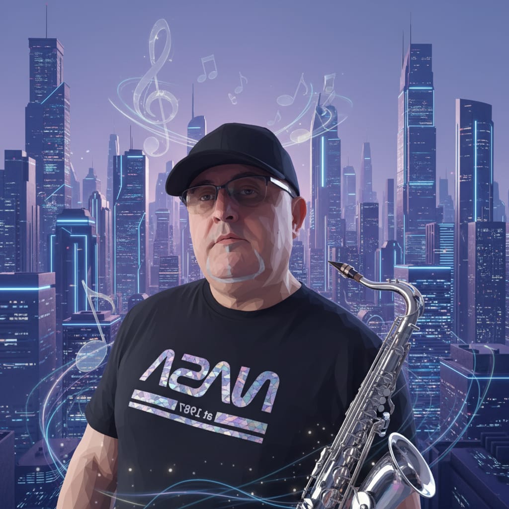 Nacho Valenciaga with saxophone – modern jazz artwork — jazz photo by Nacho Valenciaga | All About Jazz