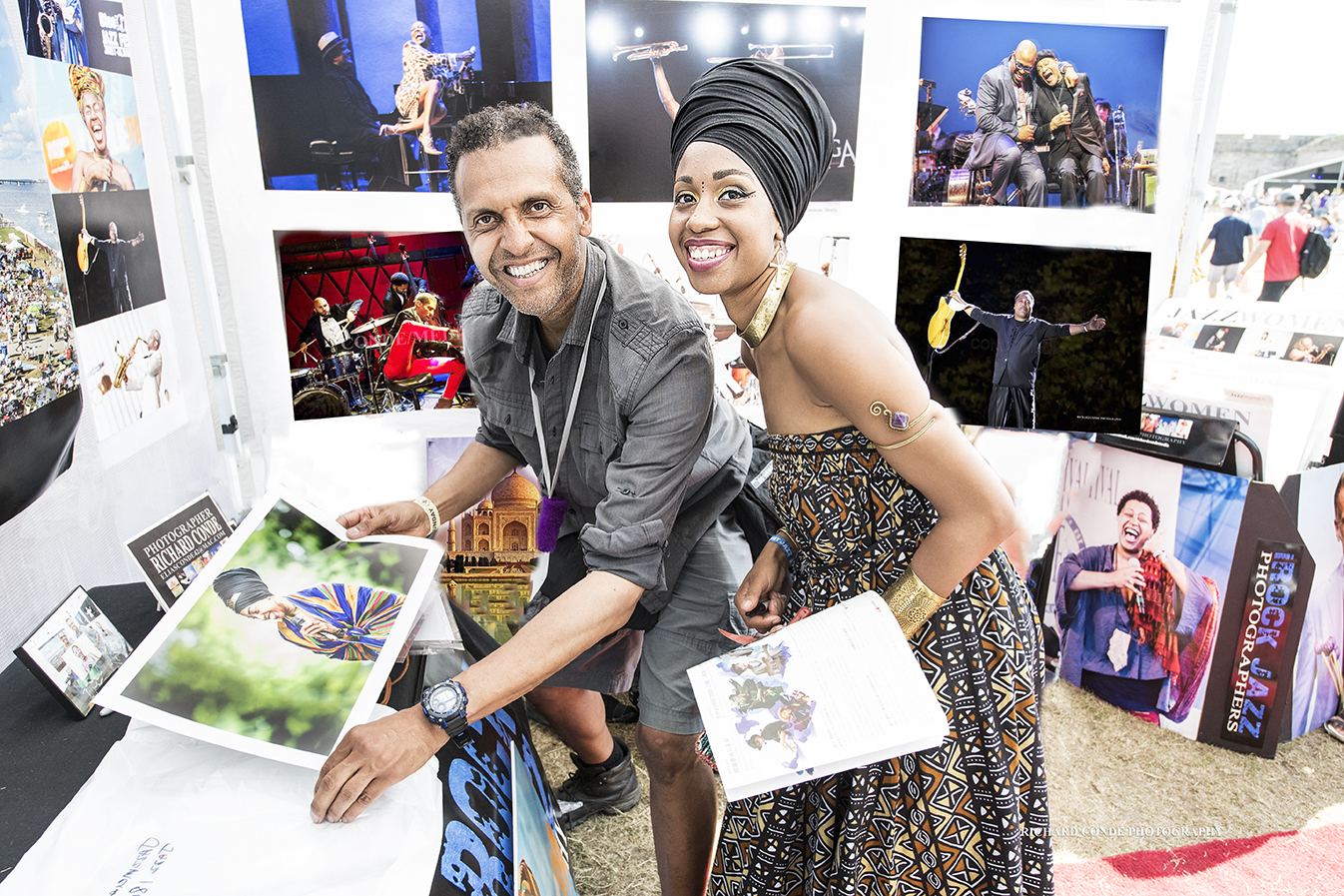 Photographer Richard Conde and Jazzmeia Horn at the 2018 Newport Jazz Festival