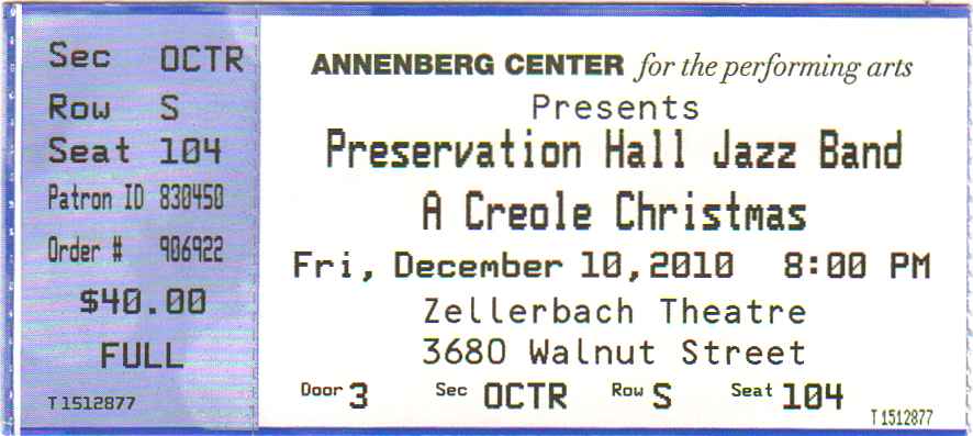 Preservation Hall Jazz Band Ticket