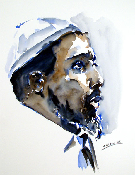 Thelonious Monk - Dim 58x76 Watercolors on Paper 600gr/MQ