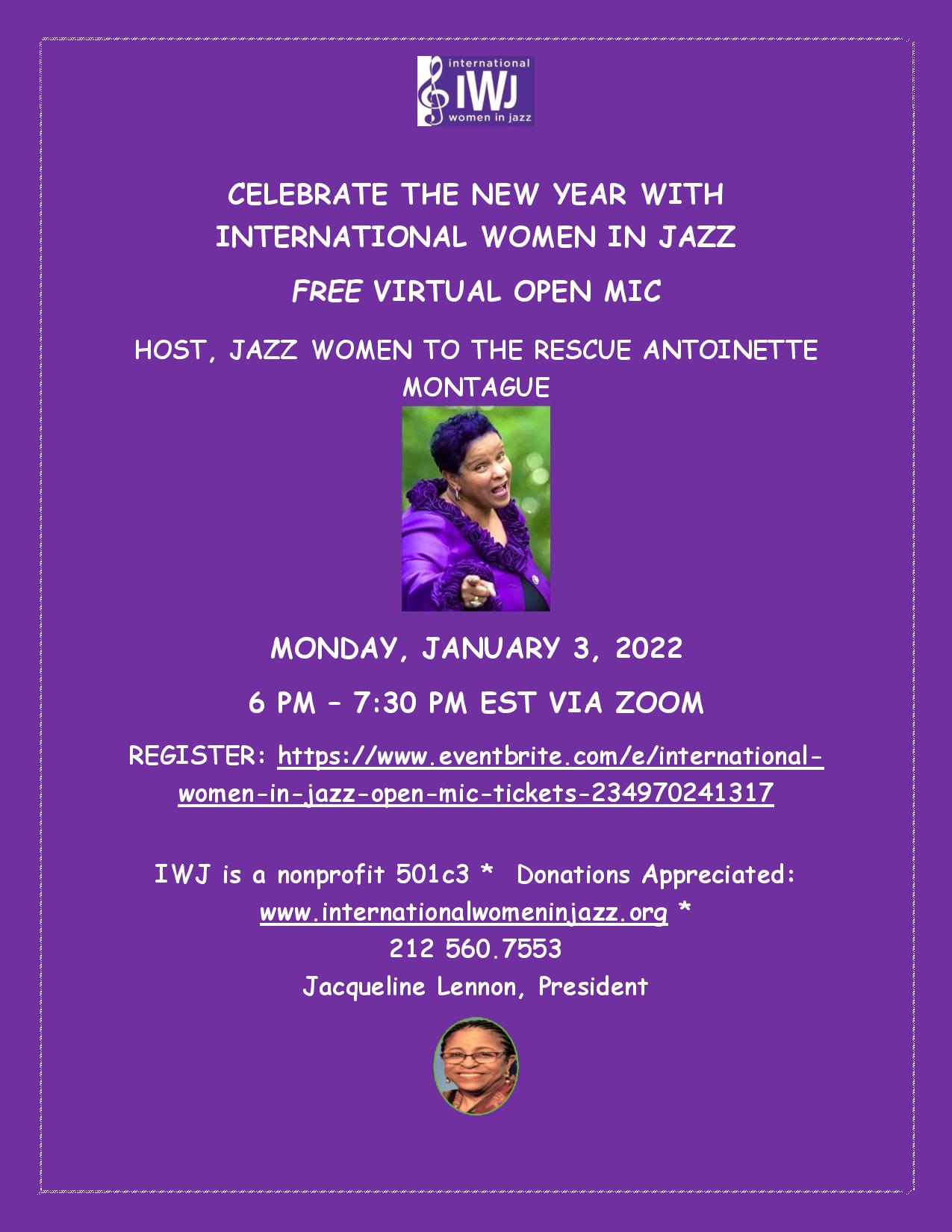 International Women In Jazz Free Open Mic