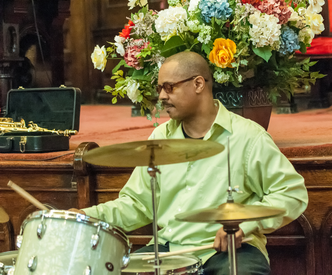 Reggie nicholson with the oliver lake trio at mount morris ascenion presbyterian church