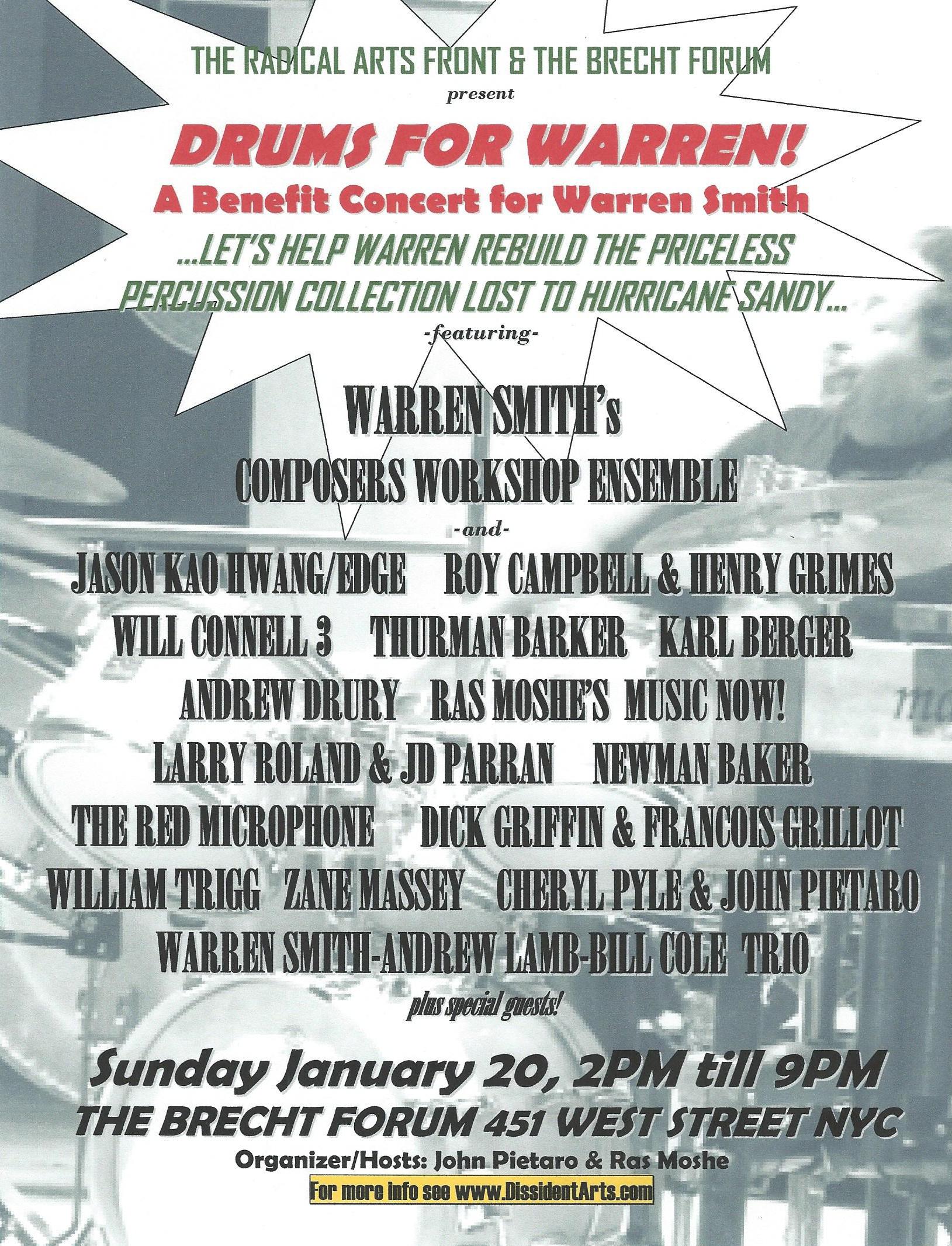 Drums for Warren! A Benefit Concert for Warren Smith