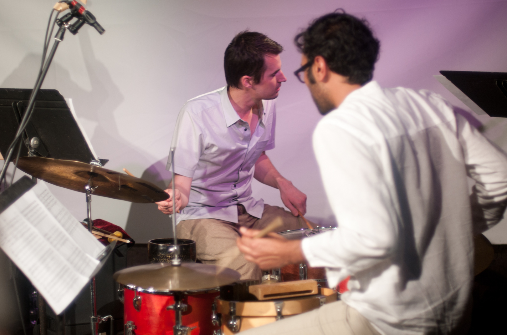 Andrew Munsey and Qasim Naqvi with Stephanie Richard's Watercolor at the Vision Festival 2011