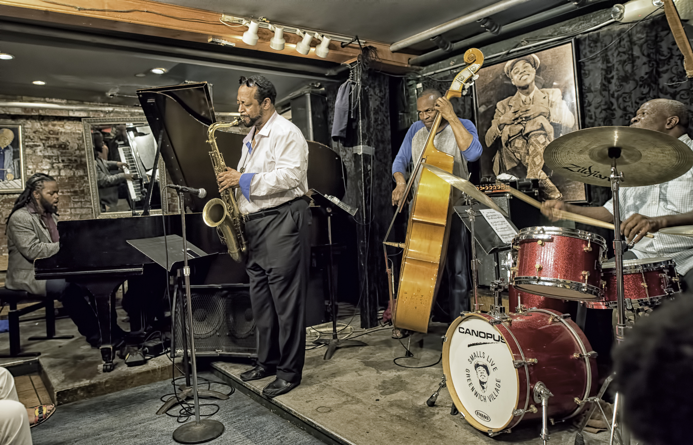 Victor Gould, Eric Wyatt, Tyler Mitchell and Bruce Cox with the Eric Wyatt Quartet at Smalls Jazz Club