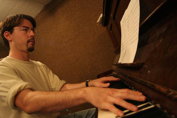 Matthieu Rossignely During a Rehersal for the Group "Stratometric", Geneva, Switzerland, 2005