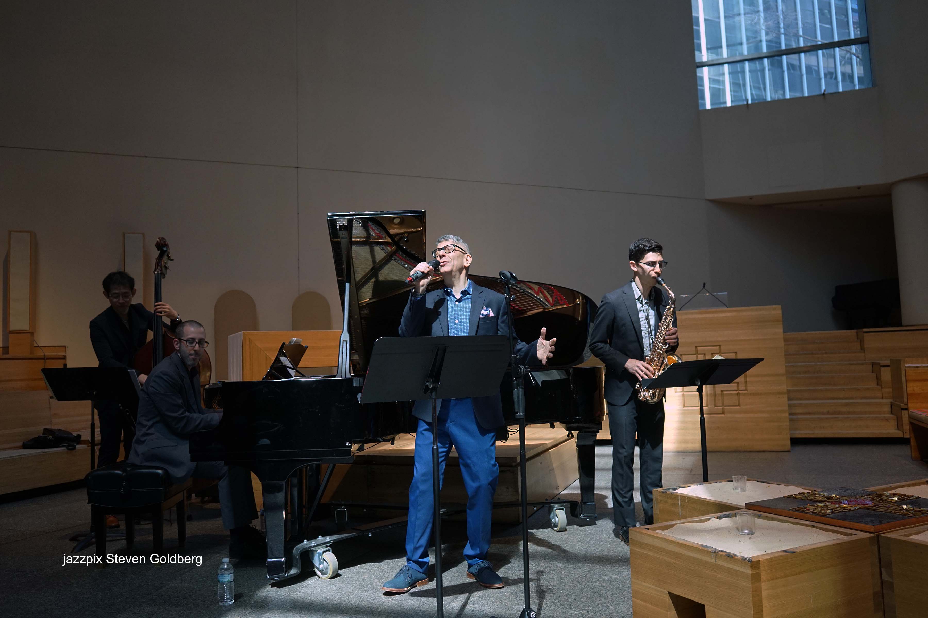Yoshi Waaki on bass, Josh Richman on piano, and Adam Hutcheson on piano