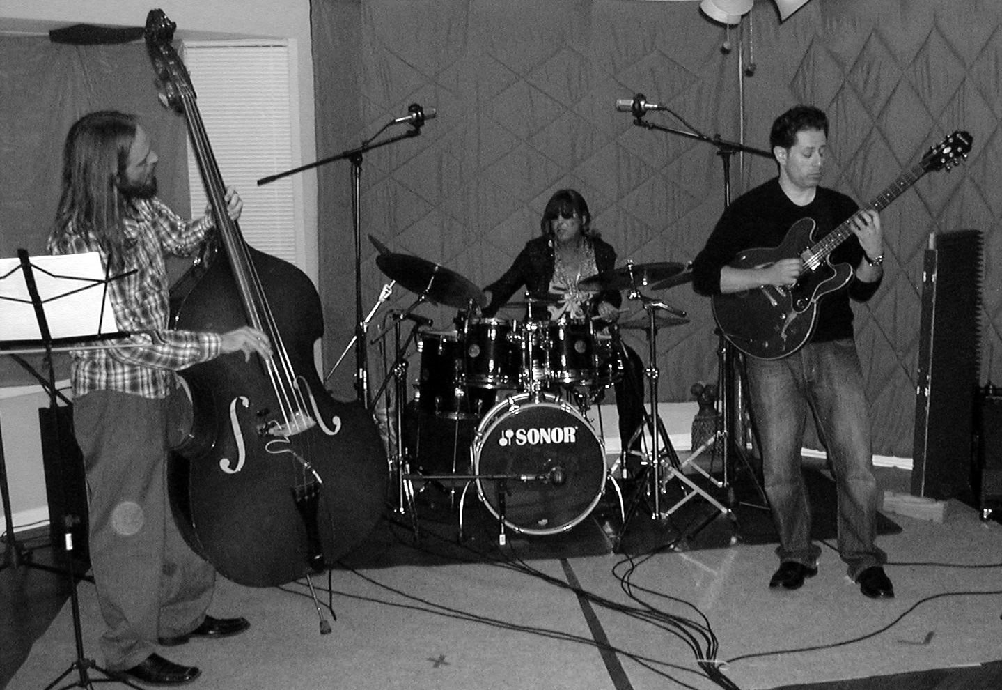 Billie Davies recording "Improvisationality" in 2014