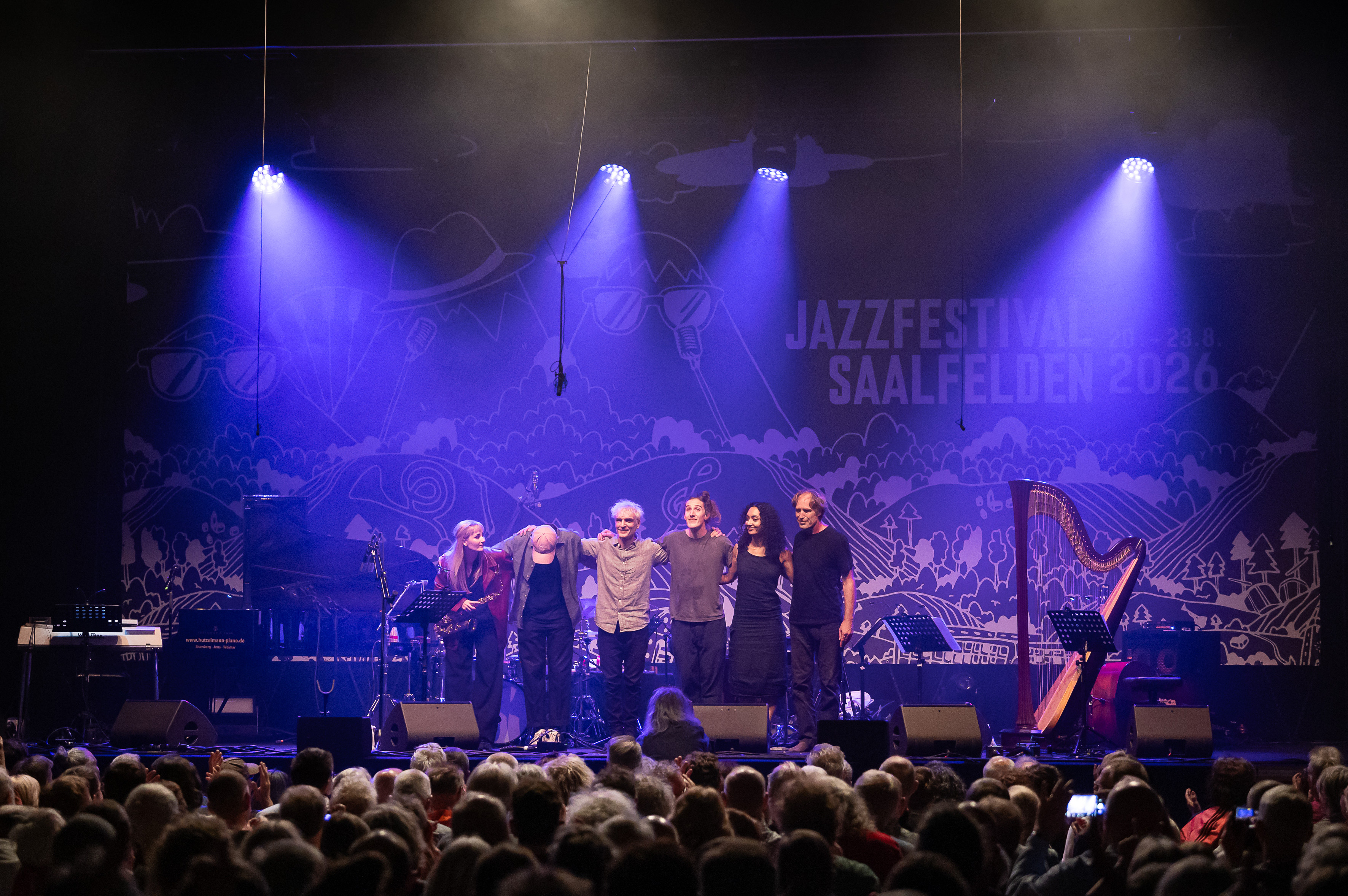 Yvonne Moriel, Antonis Anissegos, Miriam Adefris, Manu Mayr, Toma Gouband, Max Andrzejewski — jazz photo by Gabriele Guala | All About Jazz