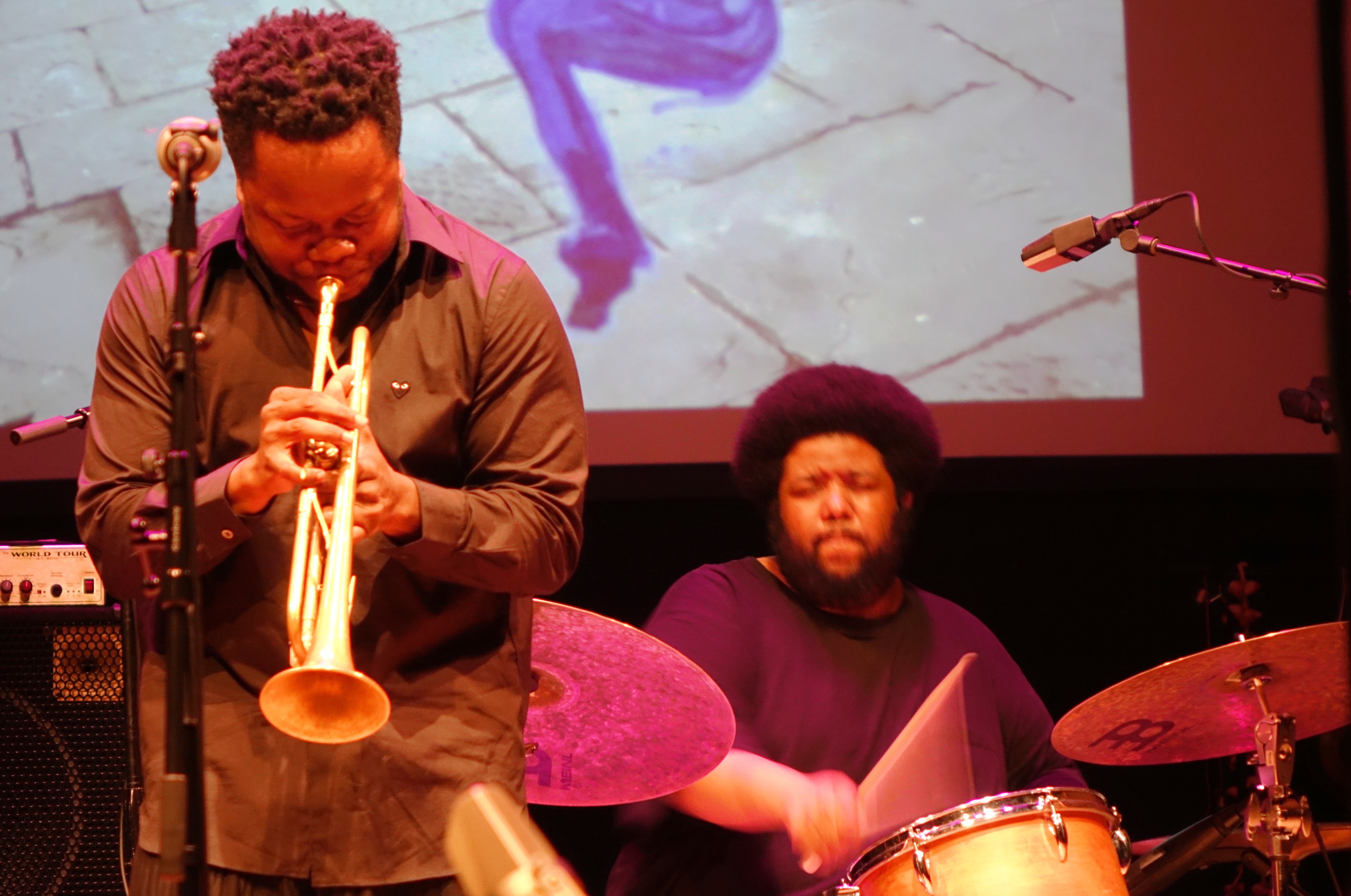 Ambrose Akinmusire and Tyshawn Sorey at the Vision Festival at Roulette, Brooklyn in May 2018