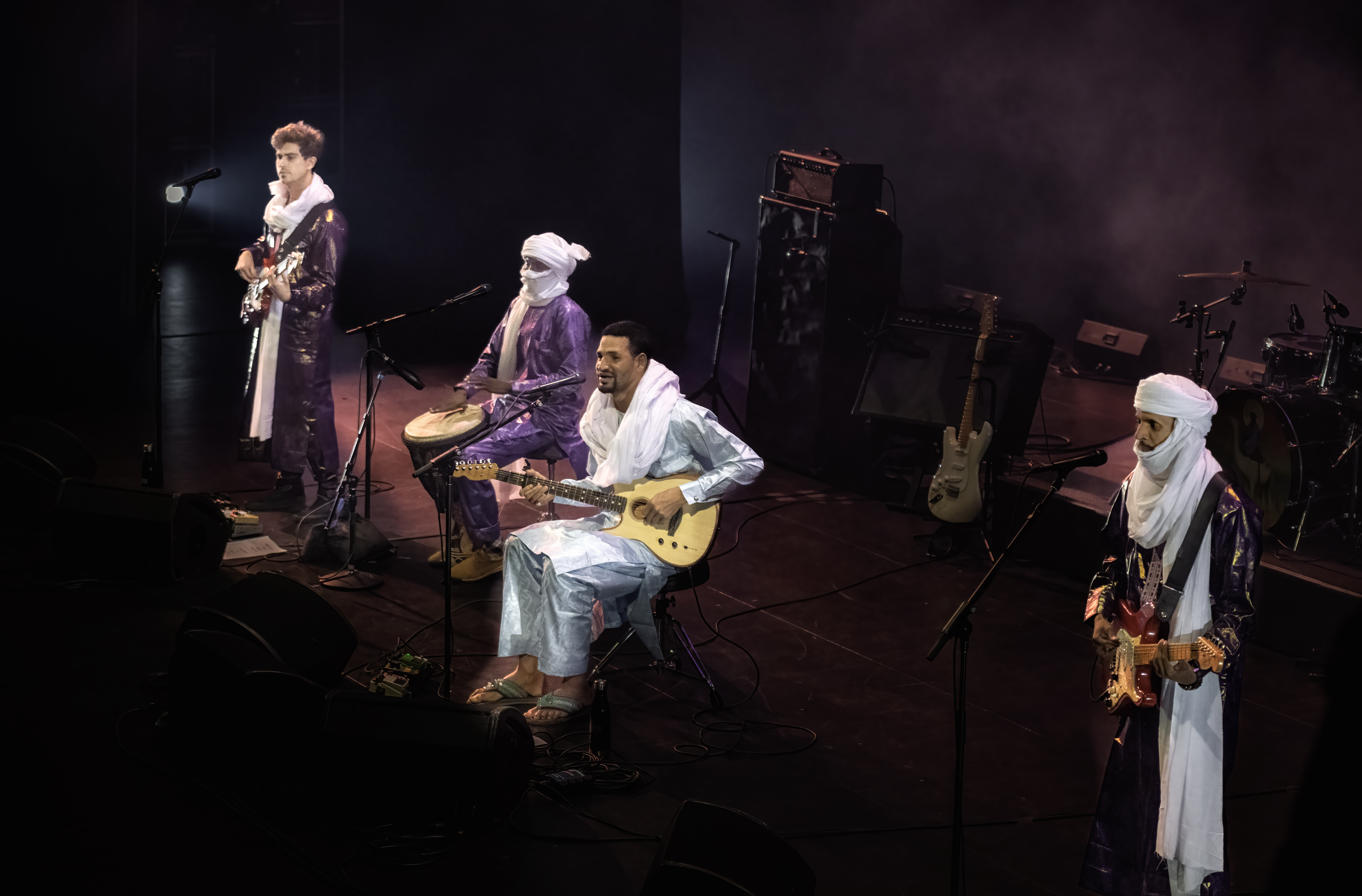 Mikey Colton, Souleymane Ibrahim, Mdou Moctar and Ahmoudou Madassane at The Brooklyn Academy of Music Opera House