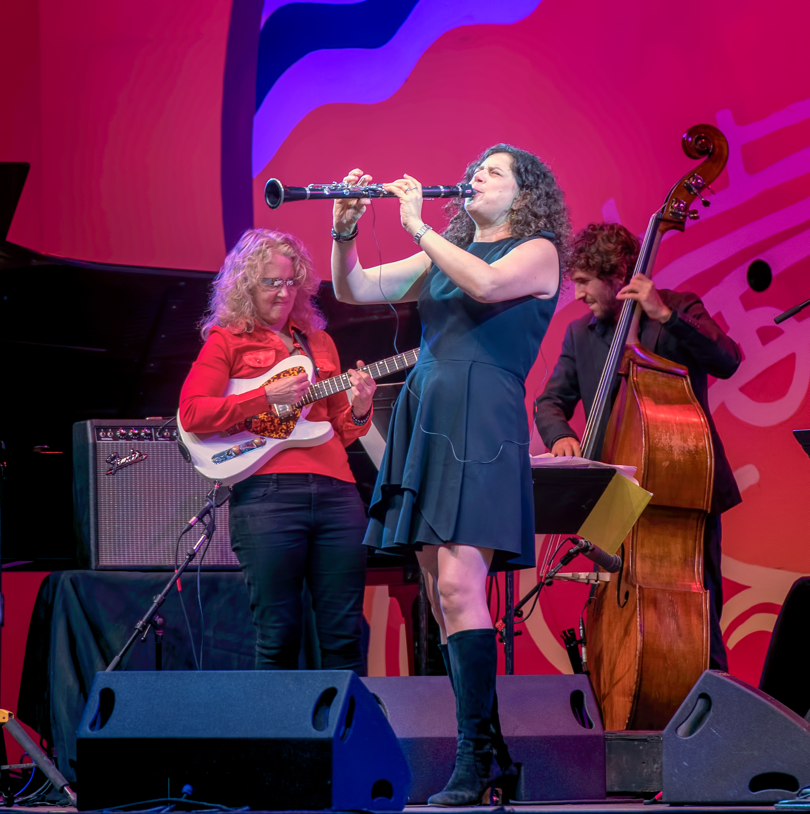 Sheryl Bailey, Anat Cohen and Tal Mashiach with the Anat Cohen Tentet at the Monterey Jazz Festival 2018