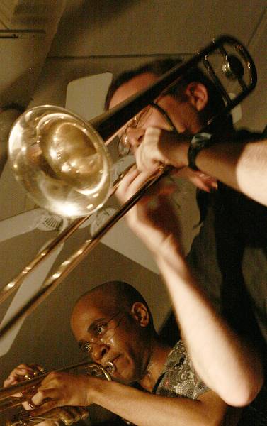 Tim Albright and Jonathan Finlayson with "Steve Coleman and the Five Elements" at the Jazz Gallery, Manhattan, New-York, USA, MA