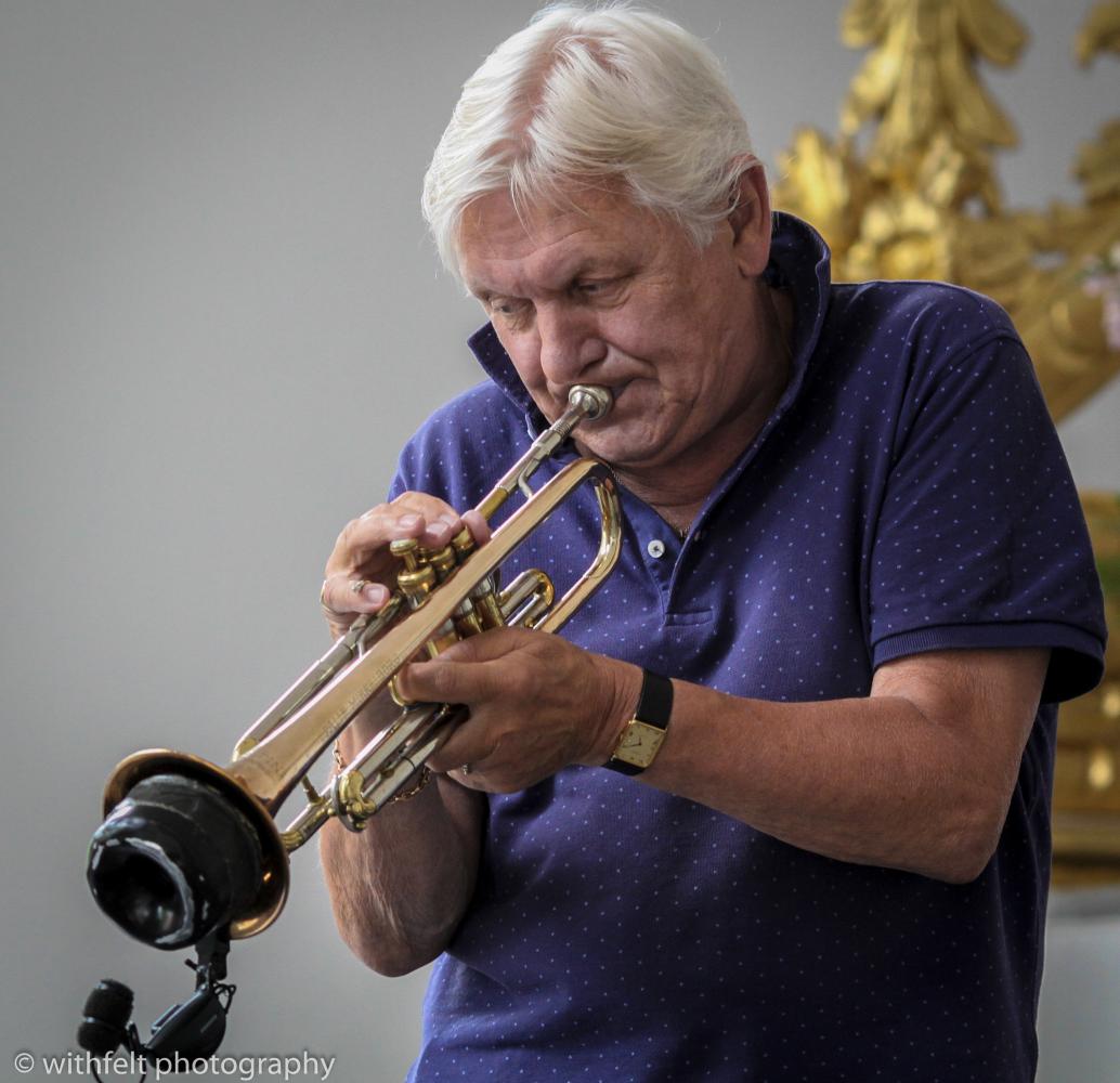 Palle Mikkelborg at Copenhagen Jazz Festival 2016 in Kastelskirken. Copenhagen, Denmark