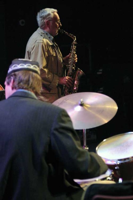 George Schuller with "George Schuller, Ed Schuller and Lee Konitz Trio" at the Amr Jazz Festival, Alhambra, Geneva, Switzerland,