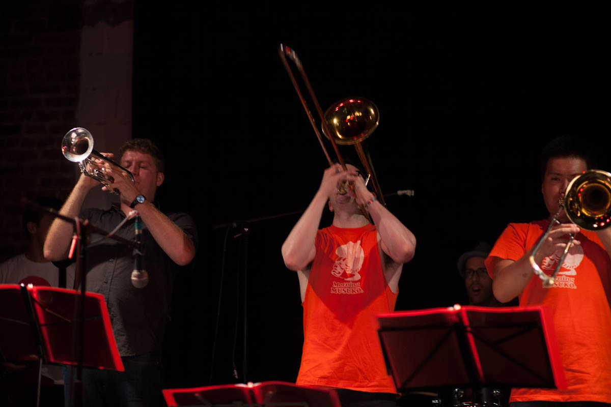 Aaron Rockers on Trumpet, Joe Beaty and Kaji Tokunori on Trombone with Musuko Brass Band